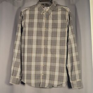 Haggar Men's Big & Tall LT Plaid Woven Button-Down Shirt Gray/Beige/White